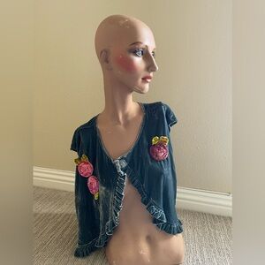 Vintage Magnolia Pearl French Velvet vest with 🥀